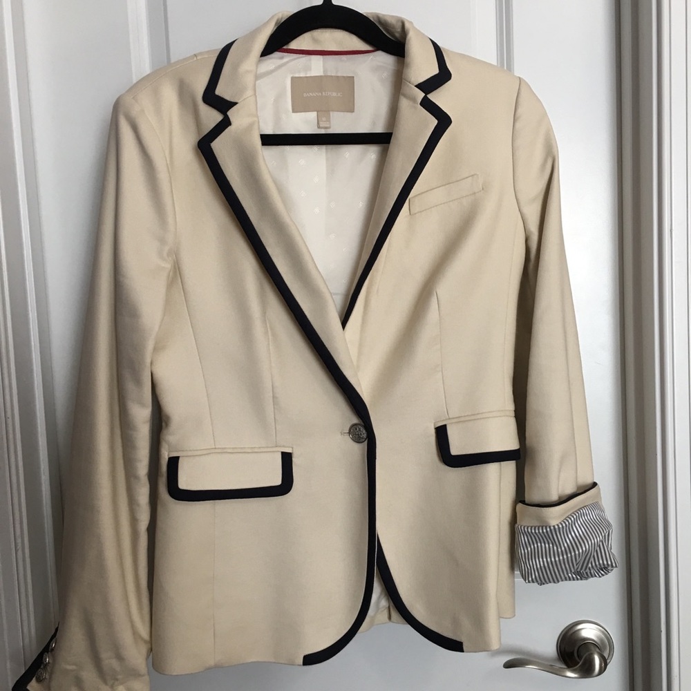 Banana Republic Nautical Blazer in Ivory and Navy